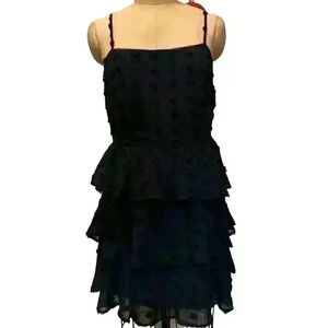 ROW A Tiered Adjustable Spaghetti Straps Pom Pom Dress NWT Blue Size XL